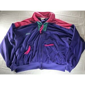 Vintage 90s Columbia Ski Jacket Womens Large Teal Fleece Lined Retro Color Block